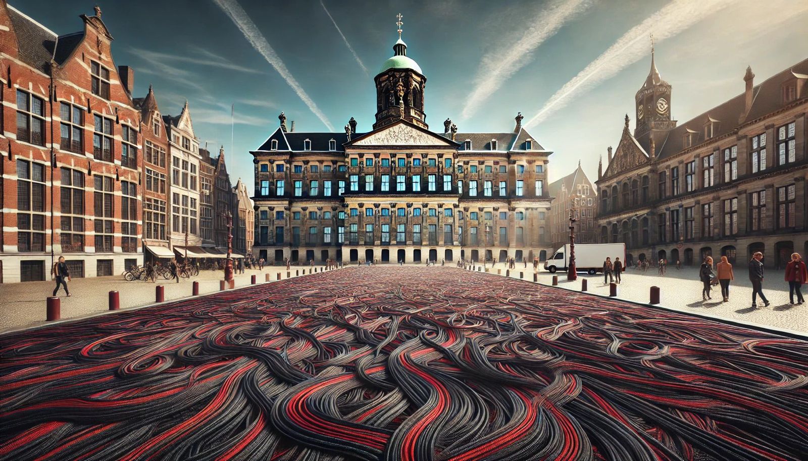 Carpet of Love and Sorrow laid across Dam Square, Amsterdam